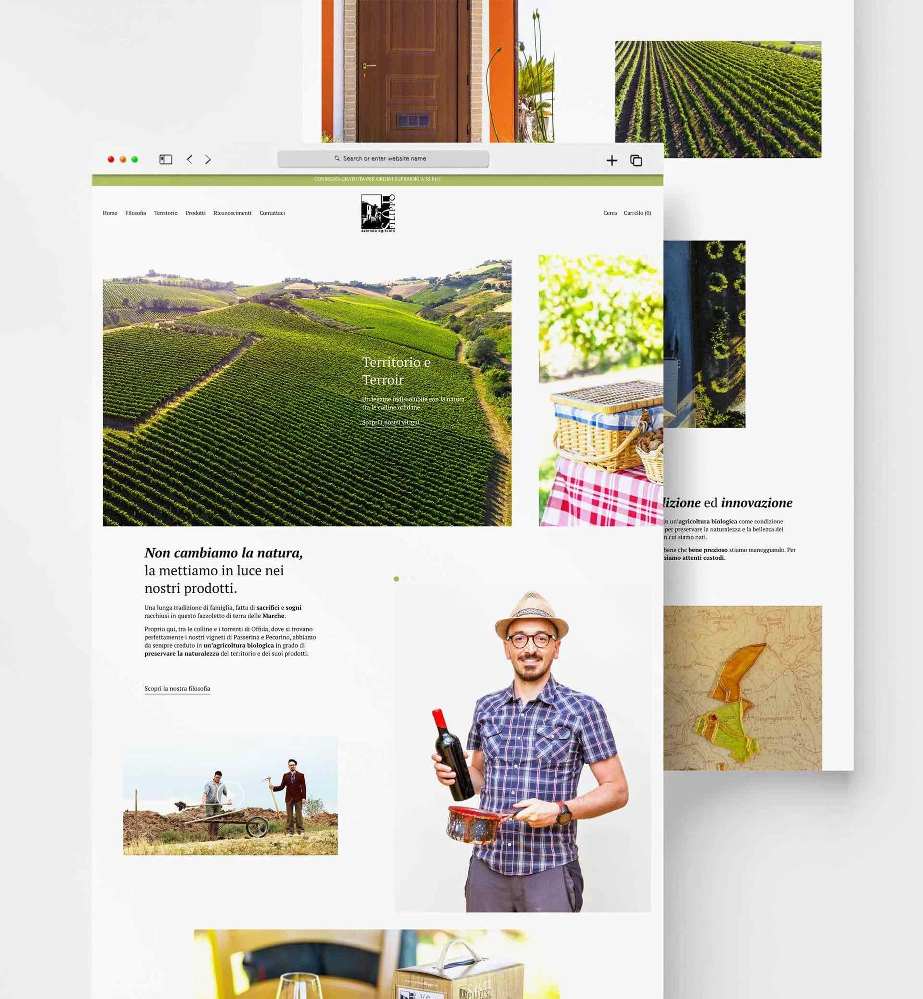 Mockup di un sito e-commerce con interfaccia utente moderna